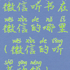 微信听书在微信的哪里(微信的听书功能)