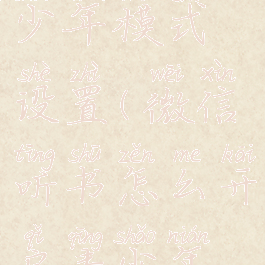 微信听书怎么开启青少年模式设置(微信听书怎么开启青少年模式设置密码)