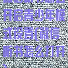 微信听书怎么开启青少年模式设置(微信听书怎么打开)