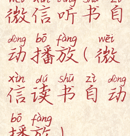 微信听书自动播放(微信读书自动播放)