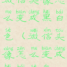 微信头像怎么变成黑白色(微信头像怎么变成黑白色的)