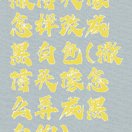 微信头像怎样改成黑白色(微信头像怎么弄成黑白的)