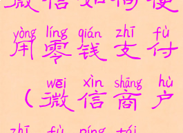 微信如何使用零钱支付(微信商户支付平台)
