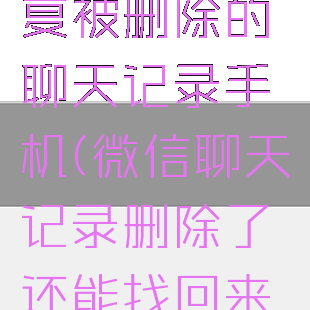 微信如何恢复被删除的聊天记录手机(微信聊天记录删除了还能找回来吗)