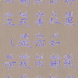 微信如何找回删除的好友或者拉黑(微信如何找回删除的好友或者拉黑的人)