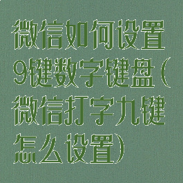 微信如何设置9键数字键盘(微信打字九键怎么设置)