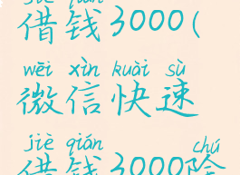 微信快速借钱3000(微信快速借钱3000除了微粒贷)