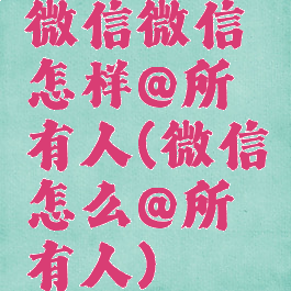 微信微信怎样@所有人(微信怎么@所有人)