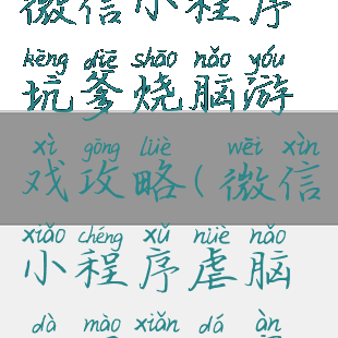 微信小程序坑爹烧脑游戏攻略(微信小程序虐脑大冒险答案)