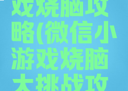 微信小游戏烧脑攻略(微信小游戏烧脑大挑战攻略)