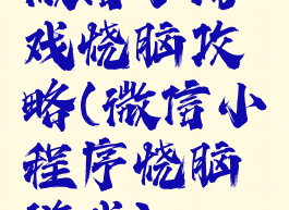 微信小游戏烧脑攻略(微信小程序烧脑游戏)