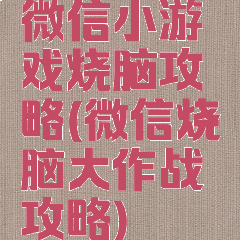 微信小游戏烧脑攻略(微信烧脑大作战攻略)