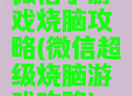 微信小游戏烧脑攻略(微信超级烧脑游戏攻略)