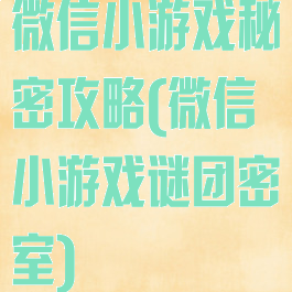 微信小游戏秘密攻略(微信小游戏谜团密室)