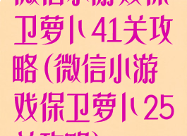 微信小游戏保卫萝卜41关攻略(微信小游戏保卫萝卜25关攻略)