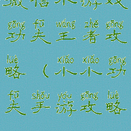 微信小游戏功夫王者攻略(小小功夫手游攻略)