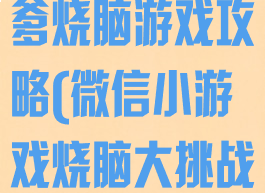 微信小游戏坑爹烧脑游戏攻略(微信小游戏烧脑大挑战攻略)