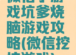 微信小游戏坑爹烧脑游戏攻略(微信挖坑游戏)