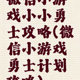 微信小游戏小小勇士攻略(微信小游戏勇士计划攻略)