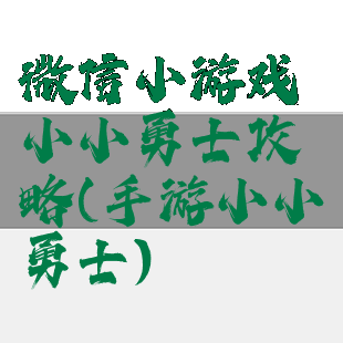 微信小游戏小小勇士攻略(手游小小勇士)