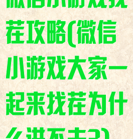 微信小游戏找茬攻略(微信小游戏大家一起来找茬为什么进不去?)
