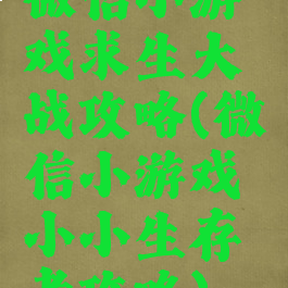 微信小游戏求生大战攻略(微信小游戏小小生存者攻略)