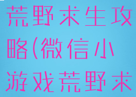 微信小游戏荒野求生攻略(微信小游戏荒野求生3d版)