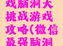 微信小游戏脑洞大挑战游戏攻略(微信最强脑洞游戏攻略)