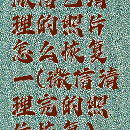 微信已清理的照片怎么恢复一(微信清理完的照片恢复)