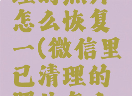 微信已清理的照片怎么恢复一(微信里已清理的照片怎么恢复)