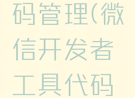 微信开发者工具代码管理(微信开发者工具代码规范化快捷键)