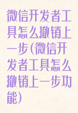 微信开发者工具怎么撤销上一步(微信开发者工具怎么撤销上一步功能)