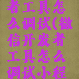 微信开发者工具怎么调试(微信开发者工具怎么调试小程序)