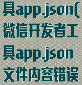 微信开发者工具app.json(微信开发者工具app.json文件内容错误)