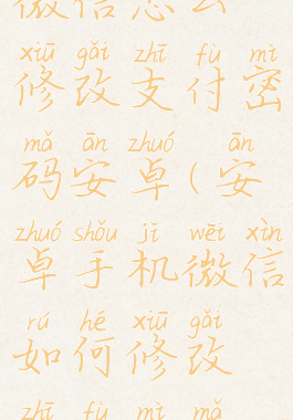 微信怎么修改支付密码安卓(安卓手机微信如何修改支付密码)