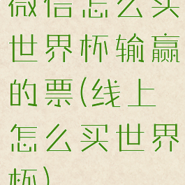 微信怎么买世界杯输赢的票(线上怎么买世界杯)