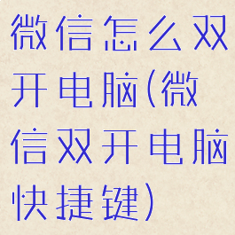 微信怎么双开电脑(微信双开电脑快捷键)