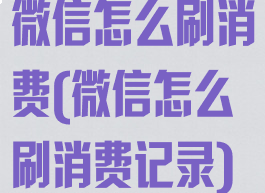 微信怎么刷消费(微信怎么刷消费记录)