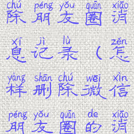 微信怎么删除朋友圈消息记录(怎样删除微信朋友圈的消息)