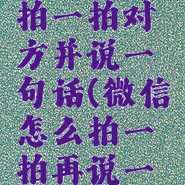 微信怎么拍一拍对方并说一句话(微信怎么拍一拍再说一句话)