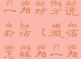 微信怎么拍一拍对方说的话(微信怎样拍一拍并对他说)