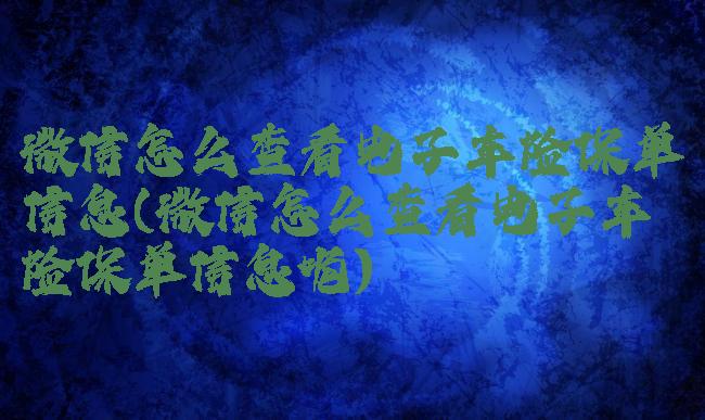 微信怎么查看电子车险保单信息(微信怎么查看电子车险保单信息呢)