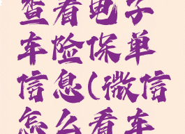 微信怎么查看电子车险保单信息(微信怎么看车辆保单)