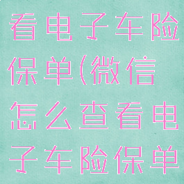 微信怎么查看电子车险保单(微信怎么查看电子车险保单查询)