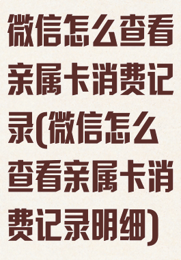 微信怎么查看亲属卡消费记录(微信怎么查看亲属卡消费记录明细)