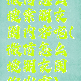 微信怎么搜索朋友圈内容呢(微信怎么搜朋友圈的内容)