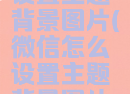 微信怎么设置主题背景图片(微信怎么设置主题背景图片和视频)