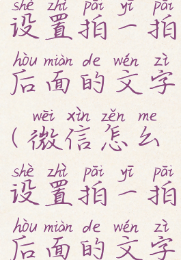 微信怎么设置拍一拍后面的文字(微信怎么设置拍一拍后面的文字苹果手机)