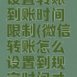 微信怎么设置转账到账时间限制(微信转账怎么设置到规定时间才能收)