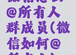 微信怎么@所有人群成员(微信如何@所有人)
